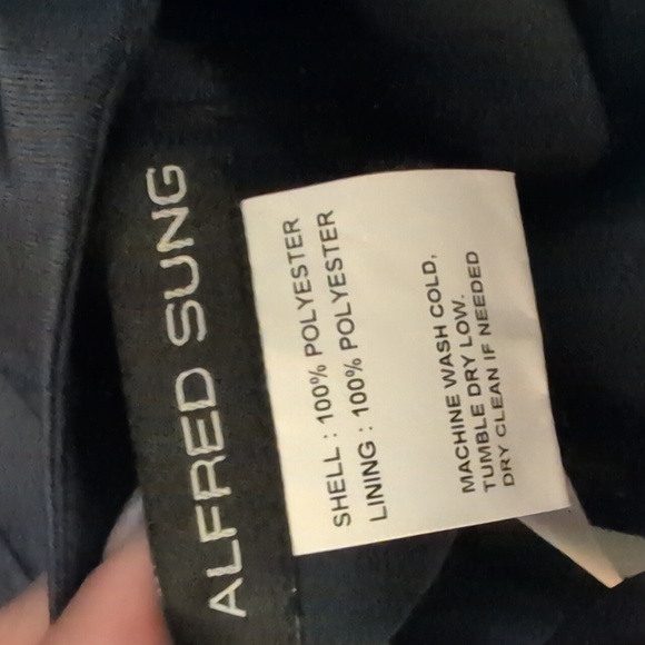 NWT Alfred Sung Satin Fit Flare Maxi Dress Gown Shoulder Bows Midnight Navy 16 - Picture 6 of 11